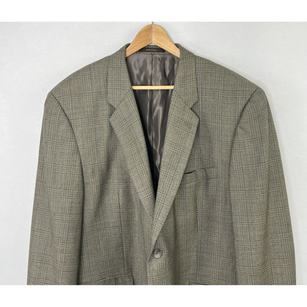 Tasso Elba Mens 48R Blazer Vitale Barberis Canonico Wool Glen Check Plaid Jacket